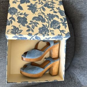 Sezane Fausta Clogs Denim Blue Sz39/8